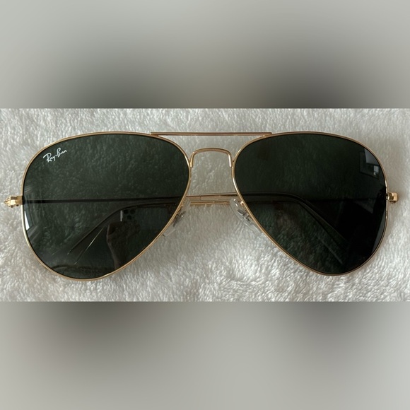 NEW Ray-Ban Classic Aviator Green Lenses Gold Frames Unisex Sunglasses - Picture 2 of 5